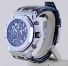 Thumbnail von Audemars Piguet Royal Oak Offshore Chronograph Blue unworn TOP Automatic Glasboden B+P </h1>