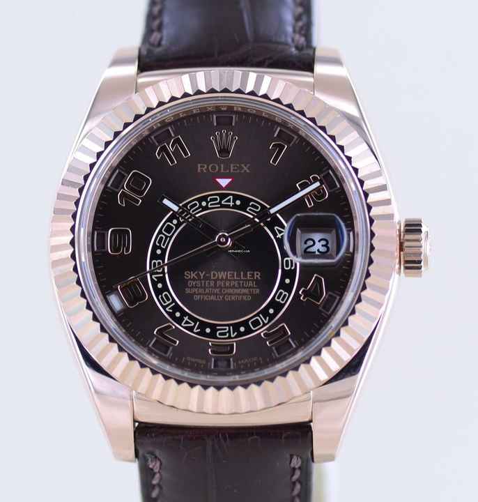  Rolex Sky-Dweller Roségold Chocolate Dial Herrenuhr 42 mm B+P GMT  
