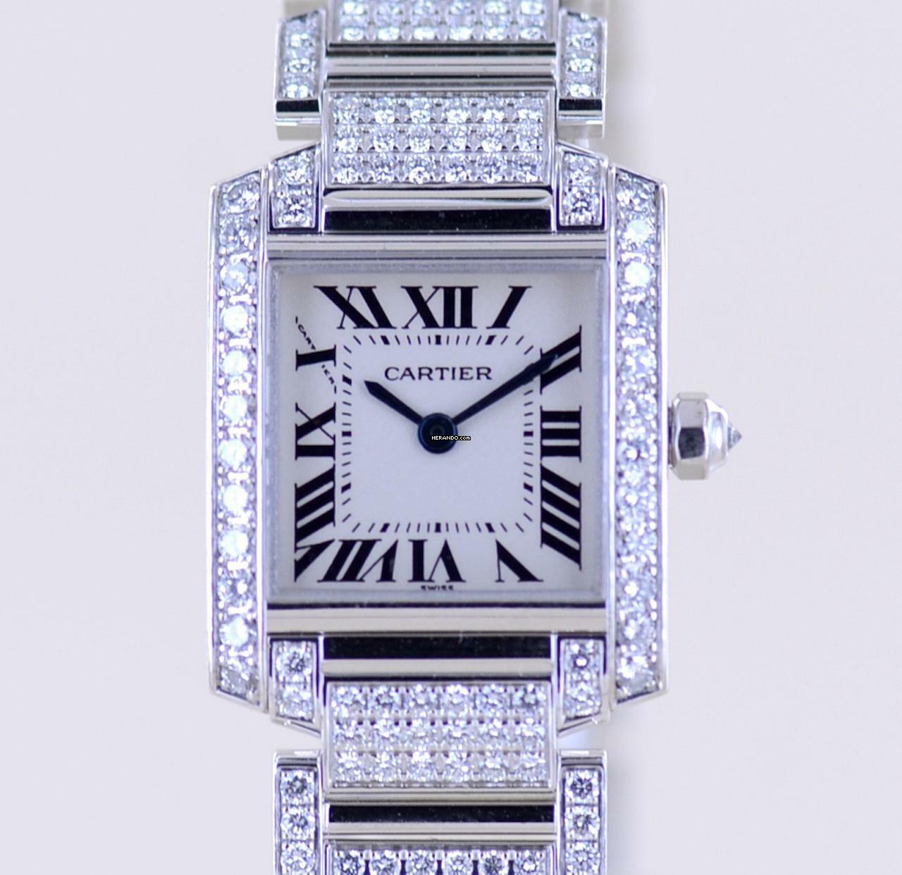 Cartier Tank Française 2365 Lady 18K Weißgold Full Diamond Factory Luxusuhr rar </h1>