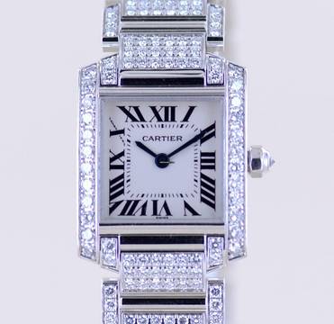  Cartier Tank Française 2365 Lady 18K Weißgold Full Diamond Factory Luxusuhr rar </h1> 