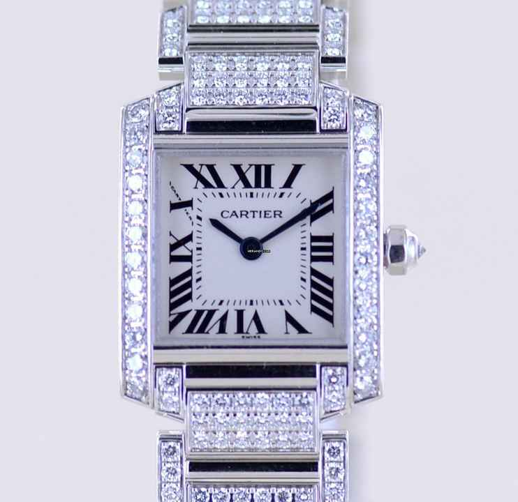  Cartier Tank Française 2365 Lady 18K Weißgold Full Diamond Factory Luxusuhr rar </h1> 