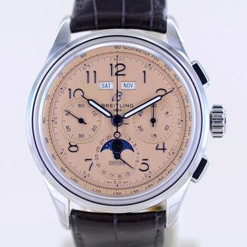  Breitling Premier B25 Datora Chronograph Salmon Dial Mondphase 42 mm B+P </h1> 