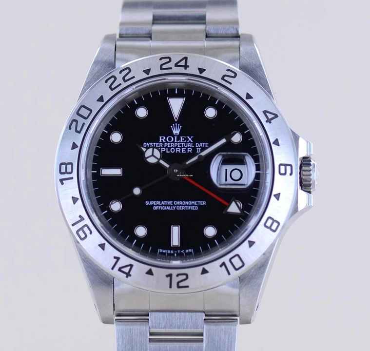  Rolex Explorer II 16570 black Dial Tritium schwarz Klassiker S-Serie GMT 1995 B+P </h1> 