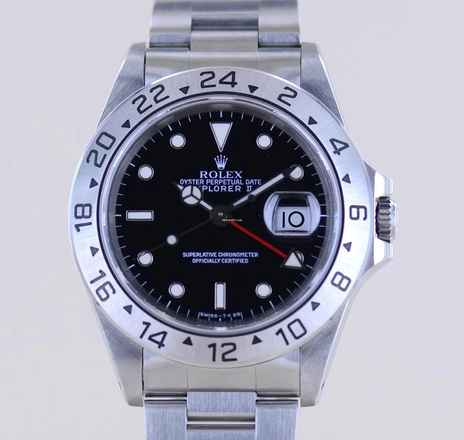  Rolex Explorer II 16570 black Dial Tritium schwarz Klassiker S-Serie GMT 1995 B+P </h1> 