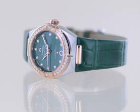 Thumbnail von Omega Constellation Ladies Stahl Sedna Rose Diamond Green Stone Dial Metas 29mm B+P </h1>