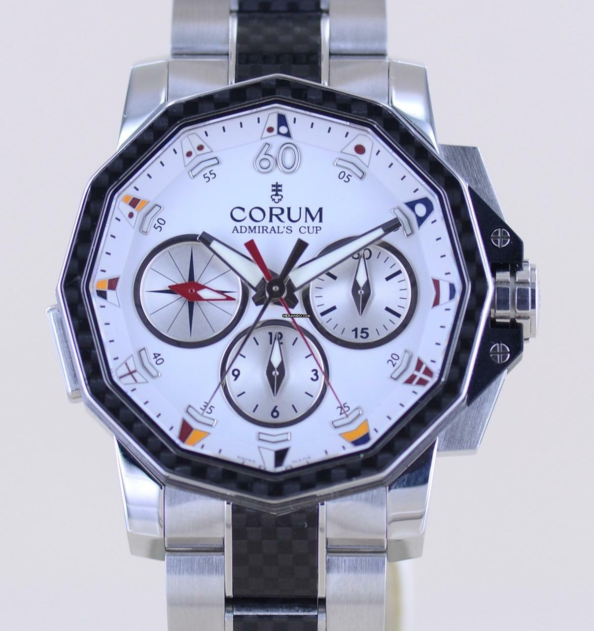  Corum Admiral's Cup Split Second Chronograph Stahl White Dial 44mm Automatic </h1> 