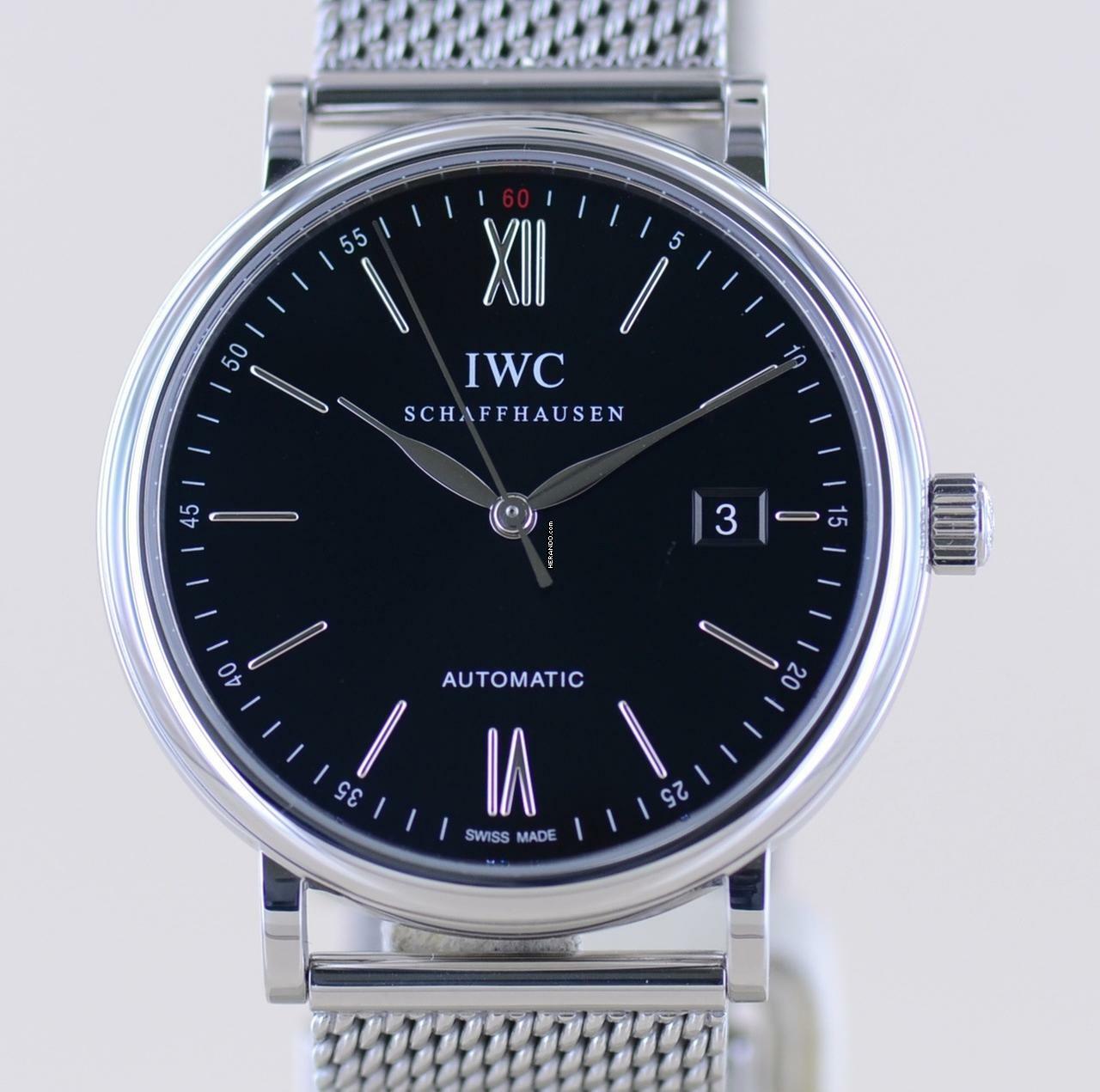  IWC Portofino Automatic Date Stahl black roman Dial Stahlband 40mm Automatic B+P </h1> 