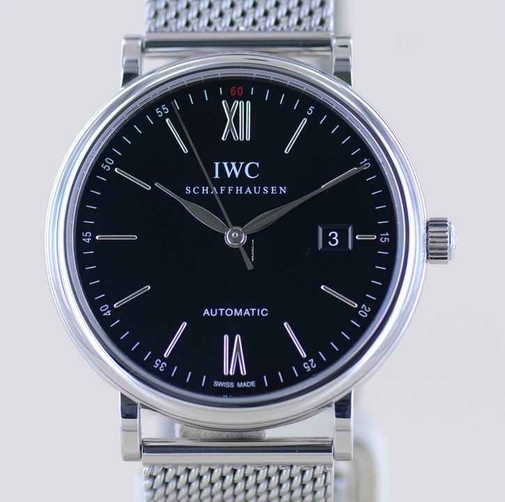  IWC Portofino Automatic Date Stahl black roman Dial Stahlband 40mm Automatic B+P </h1> 