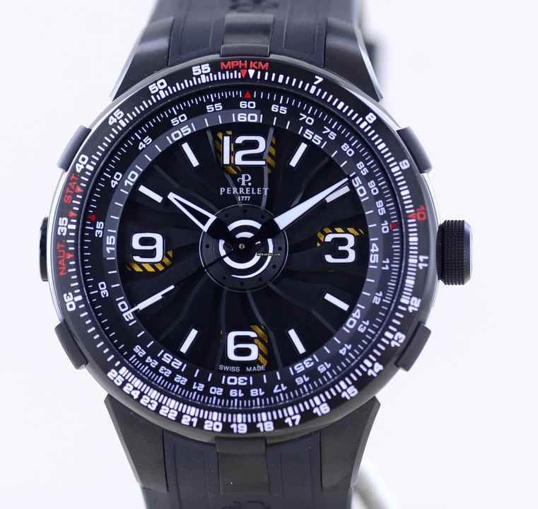  Perrelet Turbine Pilot black PVD Kautschuk 48mm Automatic rar B+P </h1> 