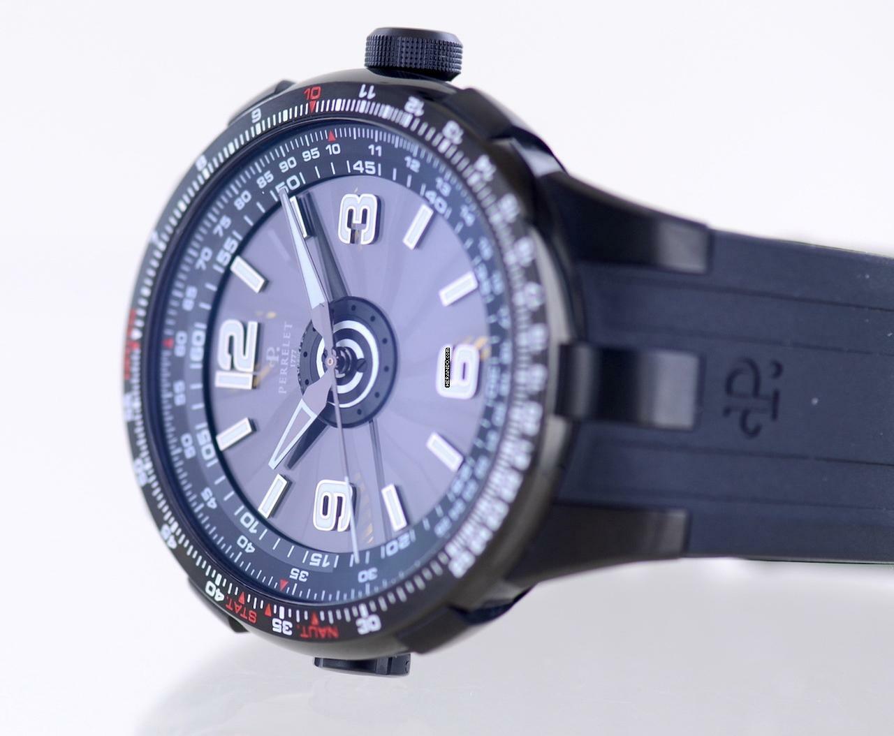 Thumbnail von Perrelet Turbine Pilot black PVD Kautschuk 48mm Automatic rar B+P </h1>
