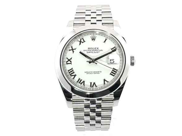  Rolex Datejust 41 Ref. 126300 Oystersteel Weiß Römisch Jubile-Band </h1> 