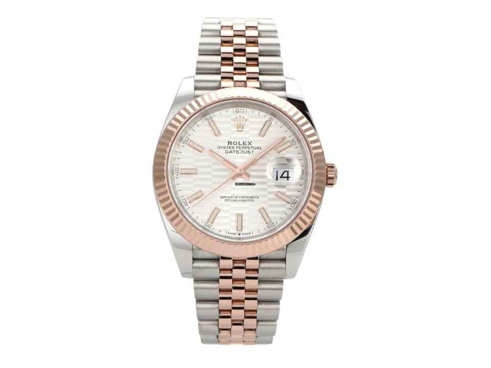  Rolex Datejust 41 Edelstahl Everose-Gold Ref. 126331 Silber Riffelmuster Jubile-Band 