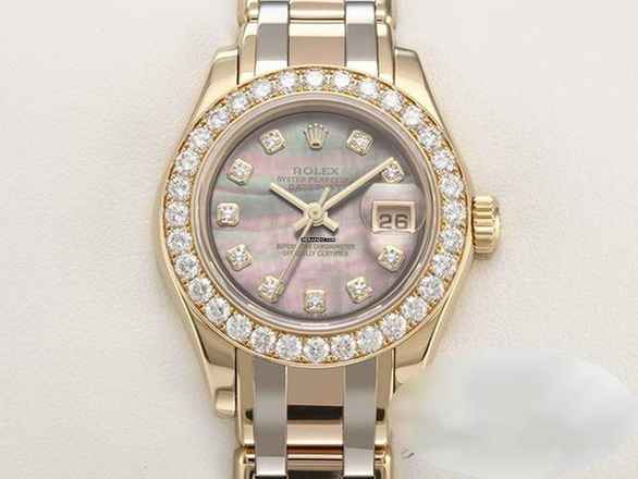  Rolex Lady-Datejust Pearlmaster 29mm 80298 Tridor 750 Diamanten Perlmutt Automatik Lady 18kt Gold </h1> 