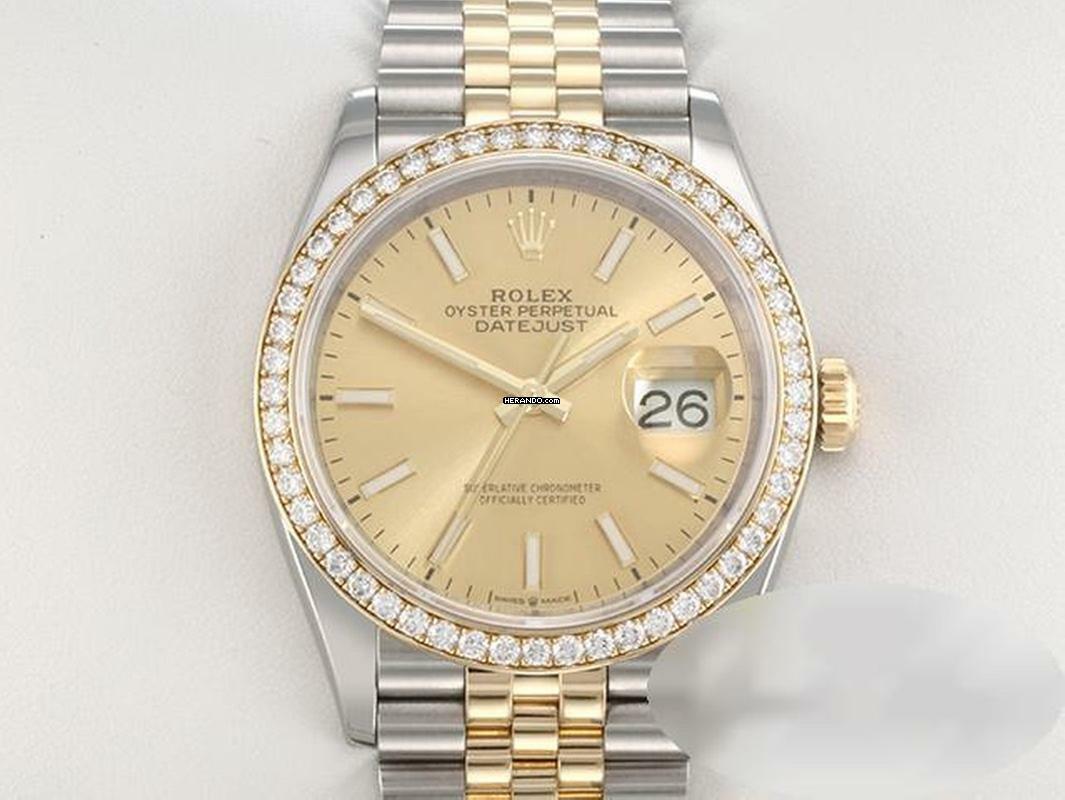  Rolex Datejust 36 126283 Rbr 2019 Stahl Gelbgold 750 Diamanten Automatik Stainless Steel 18kt Yellow Gold Jubilé-band Chronometer Oyster  