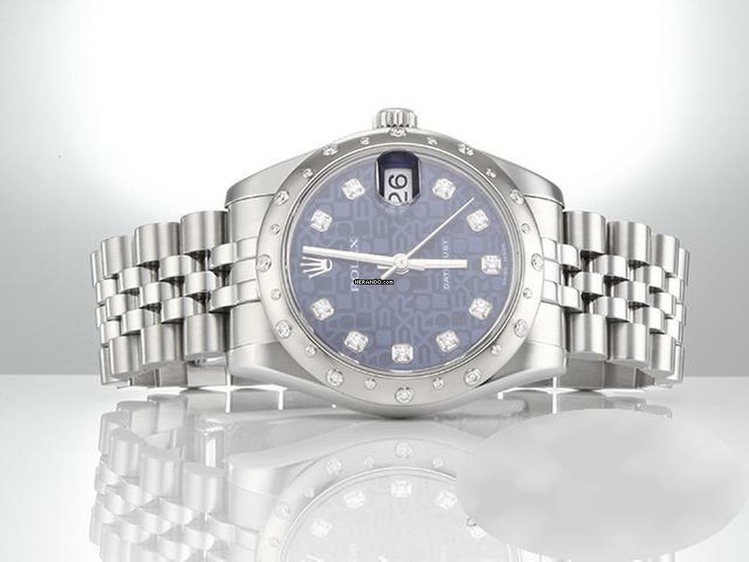 Thumbnail von Rolex Datejust 31 31mm Medium 178344 2017 Stahl Weissgold 750 Diamanten Automatik Stainless Steel 18kt White Gold Jubilé-band Chronometer Oyster Blue Dial </h1>