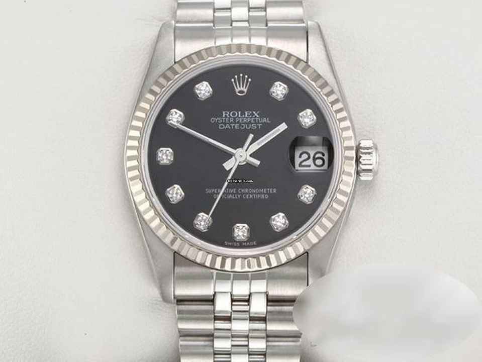  Rolex Datejust 31 31mm Medium Stahl Weissgold 750 Diamanten 2001 Automatik Gold Stainless Steel 18kt White Gold Jubilé-band Chronometer Oyster Black Dial </h1> 