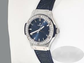 Thumbnail von Hublot Classic Fusion Blue 33mm 581.nx.7170.lr.1104 Titan Diamanten Damen Blue Dial </h1>