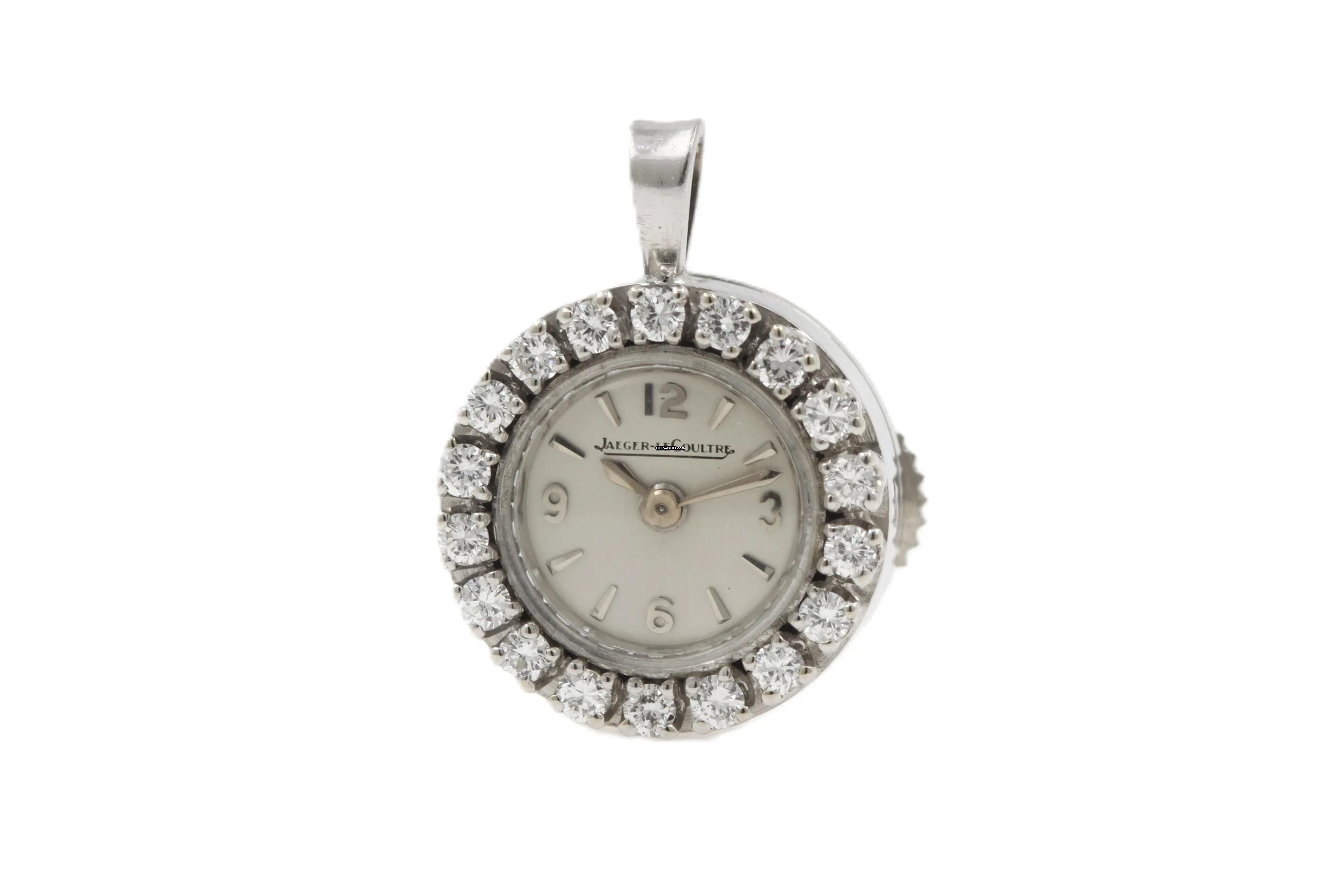  Jaeger-LeCoultre Classic Vintage Pendant Watch 18K Gold Diamonds 