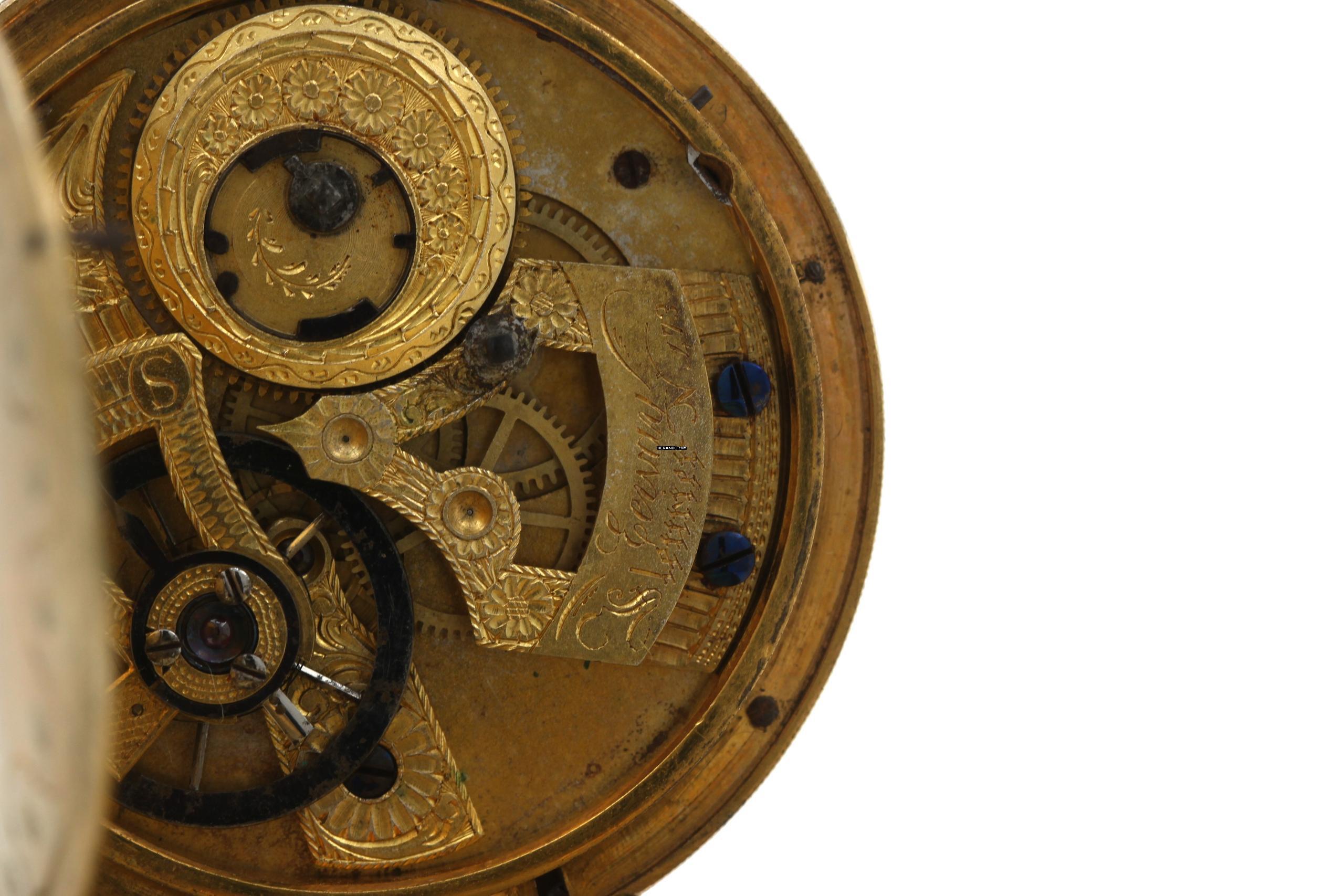 Thumbnail von Leo Juvet Huge Antique Pocket Watch Chinese Market Enamel Ultra Rare