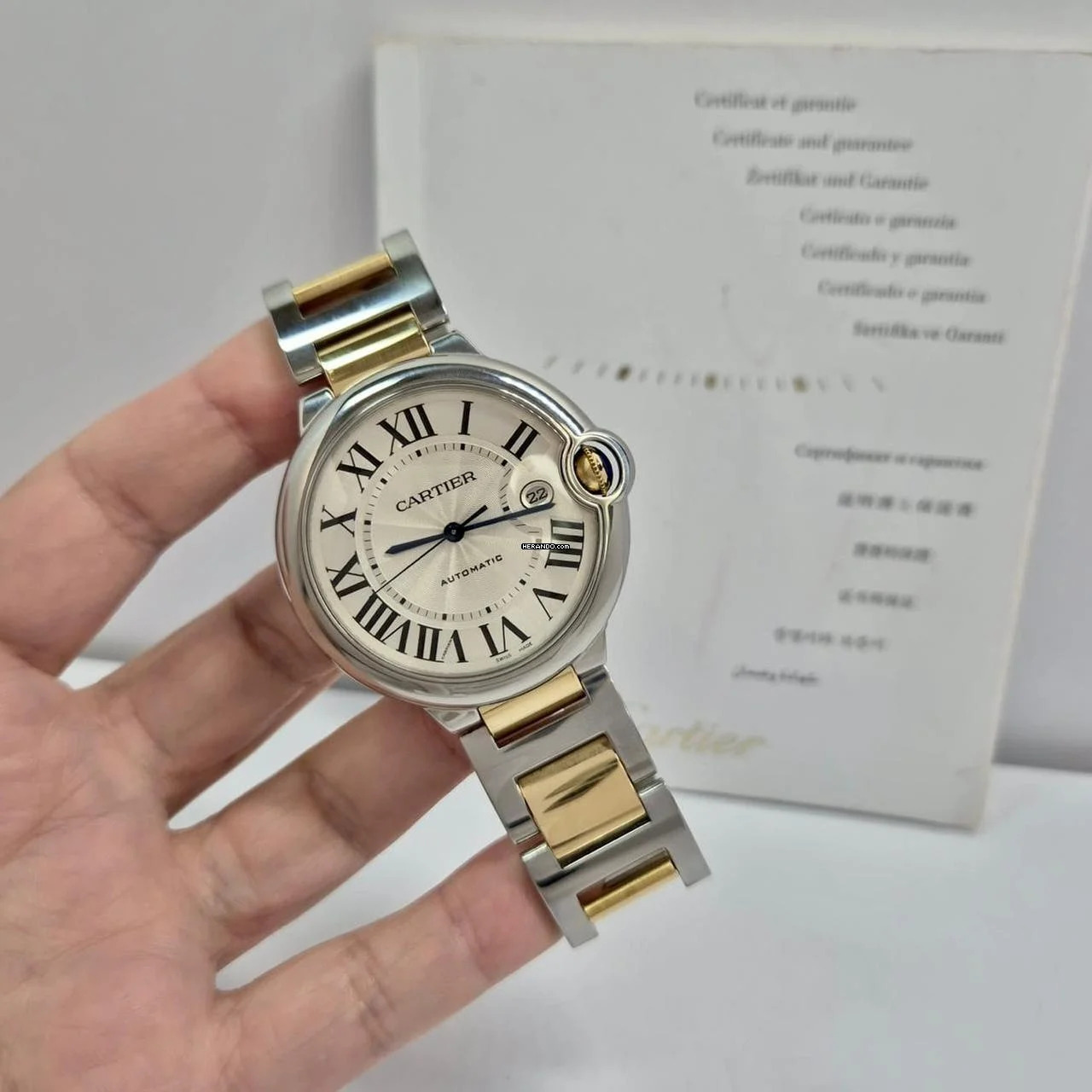  Cartier Ballon Bleu 42mm Ouro & Aço 42mm Automático Completo 