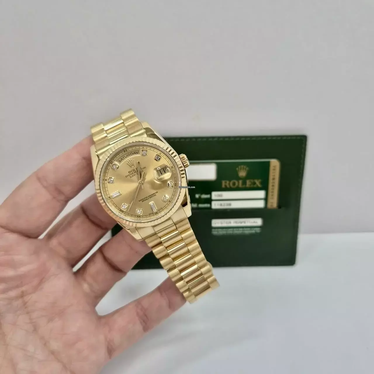  Rolex Day-Date 36 Presidente Yellow Gold & Diamonds 36mm Completo 