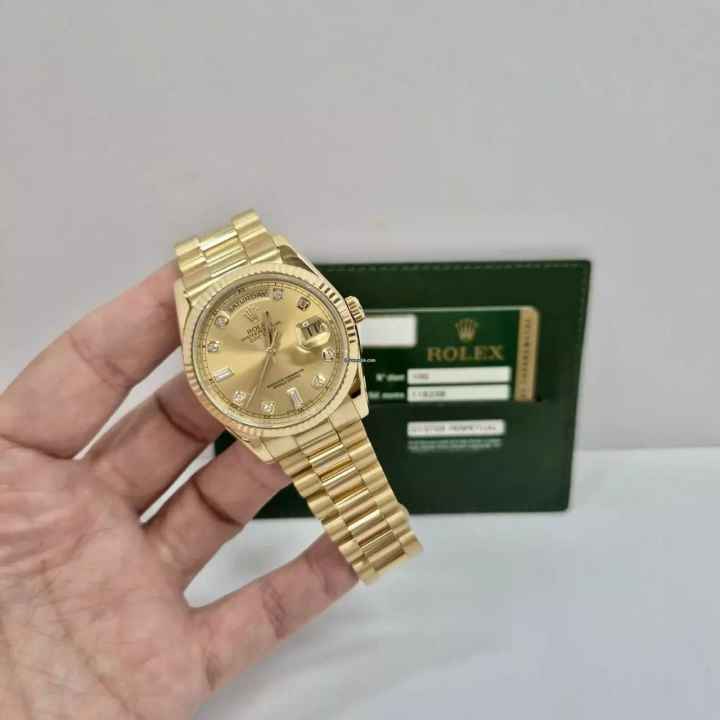  Rolex Day-Date 36 Presidente Yellow Gold & Diamonds 36mm Completo 