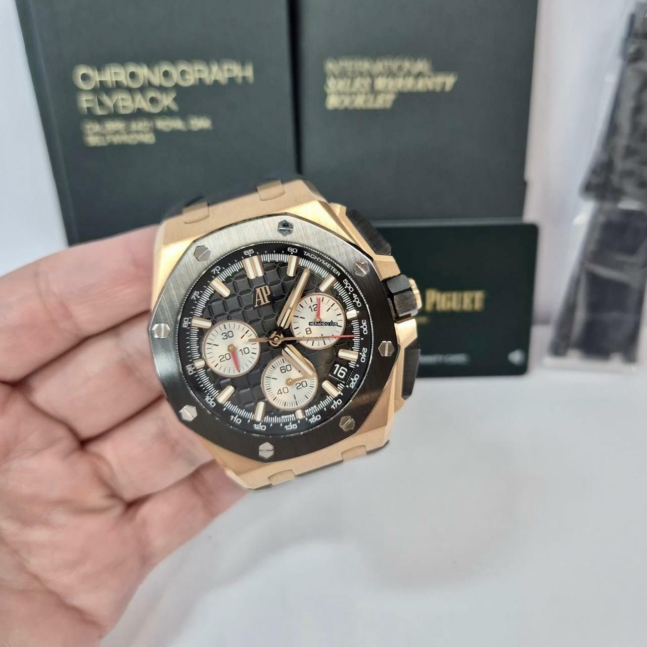  Audemars Piguet Royal Oak Offshore Chronograph Flyback Ouro Rosé & Cerâmica 43mm Completo 