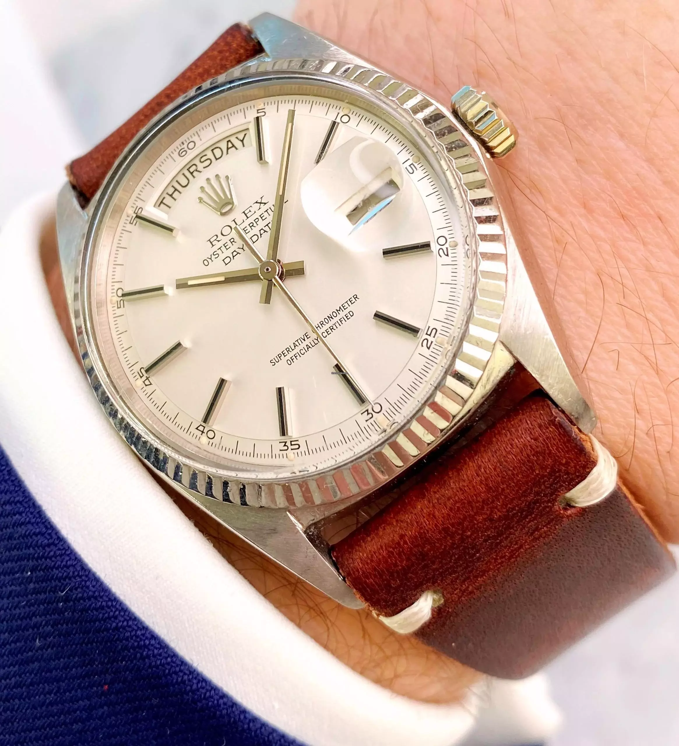 Rolex Day-Date 36 SERVICED Day Date in Solid White Gold 36mm ref 1803 1803