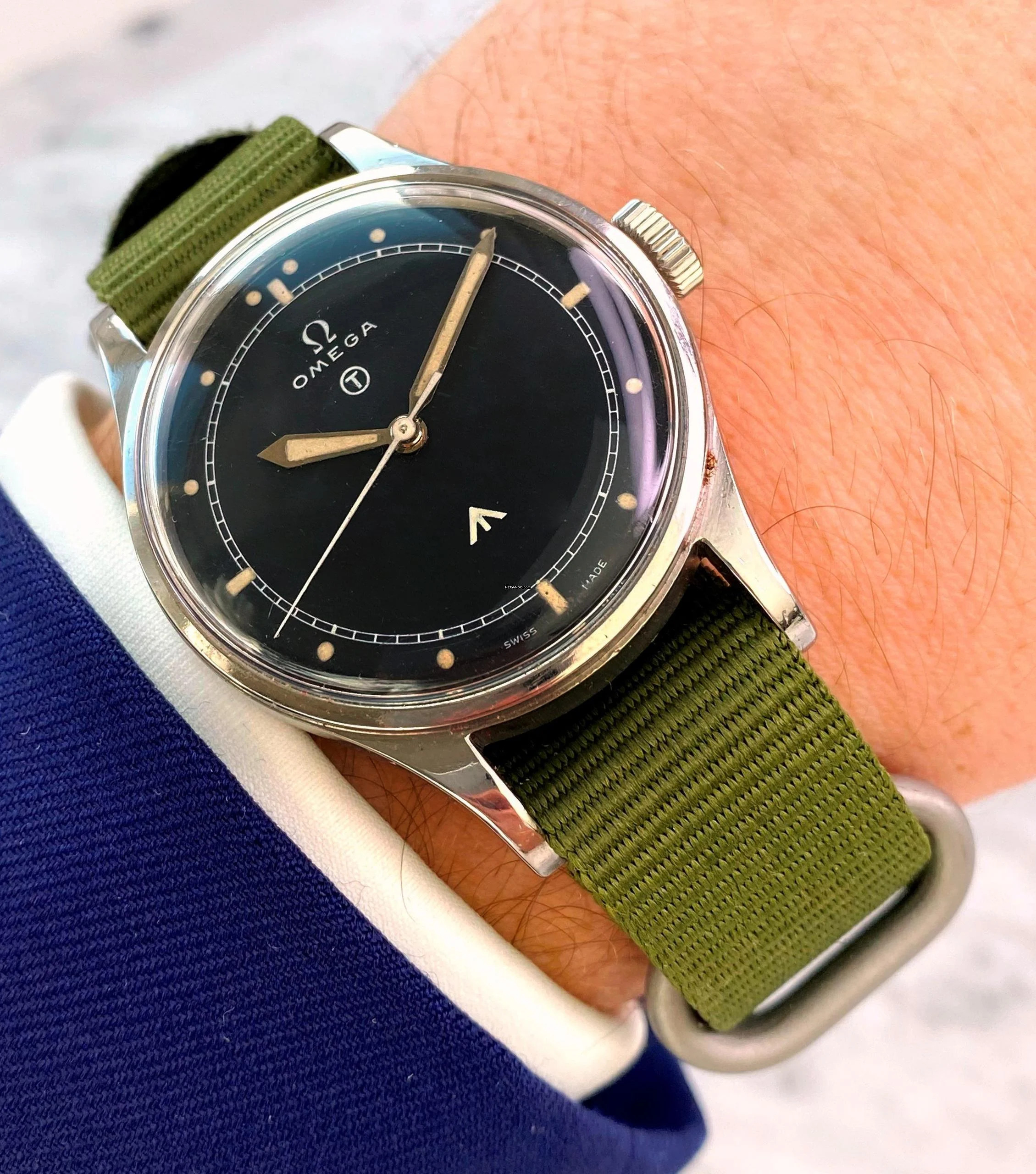 Omega Classic BIG Military Broad Arrow Air Force Royal Vintage 37mm 2777 RAF (Dirty Dozen Style) 2777