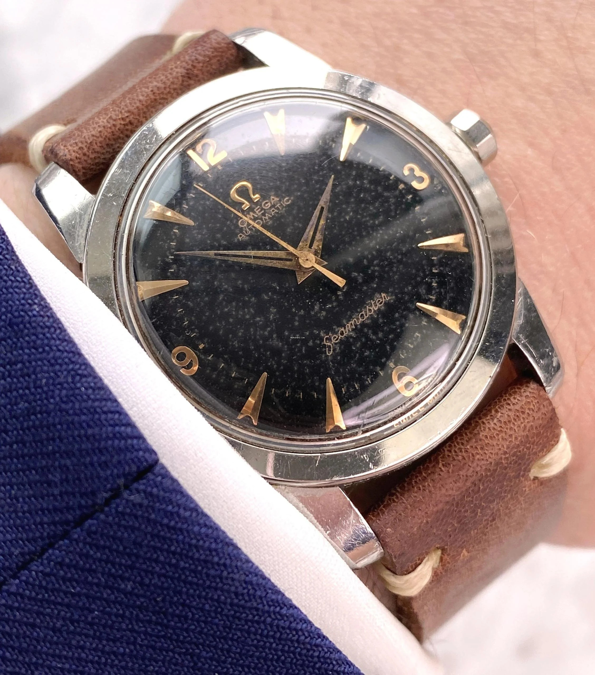 Omega Seamaster Beautiful Seamaster Vintage Automatic Automatik Black Unrestored GILT Dial 2577 2577