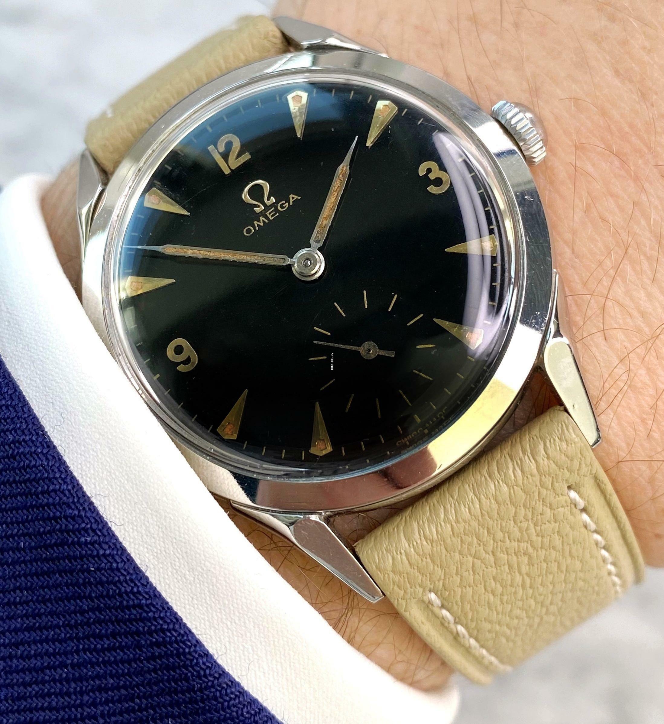 Omega Classic Unrestored Black Gilt Dial Vintage Serviced 2608