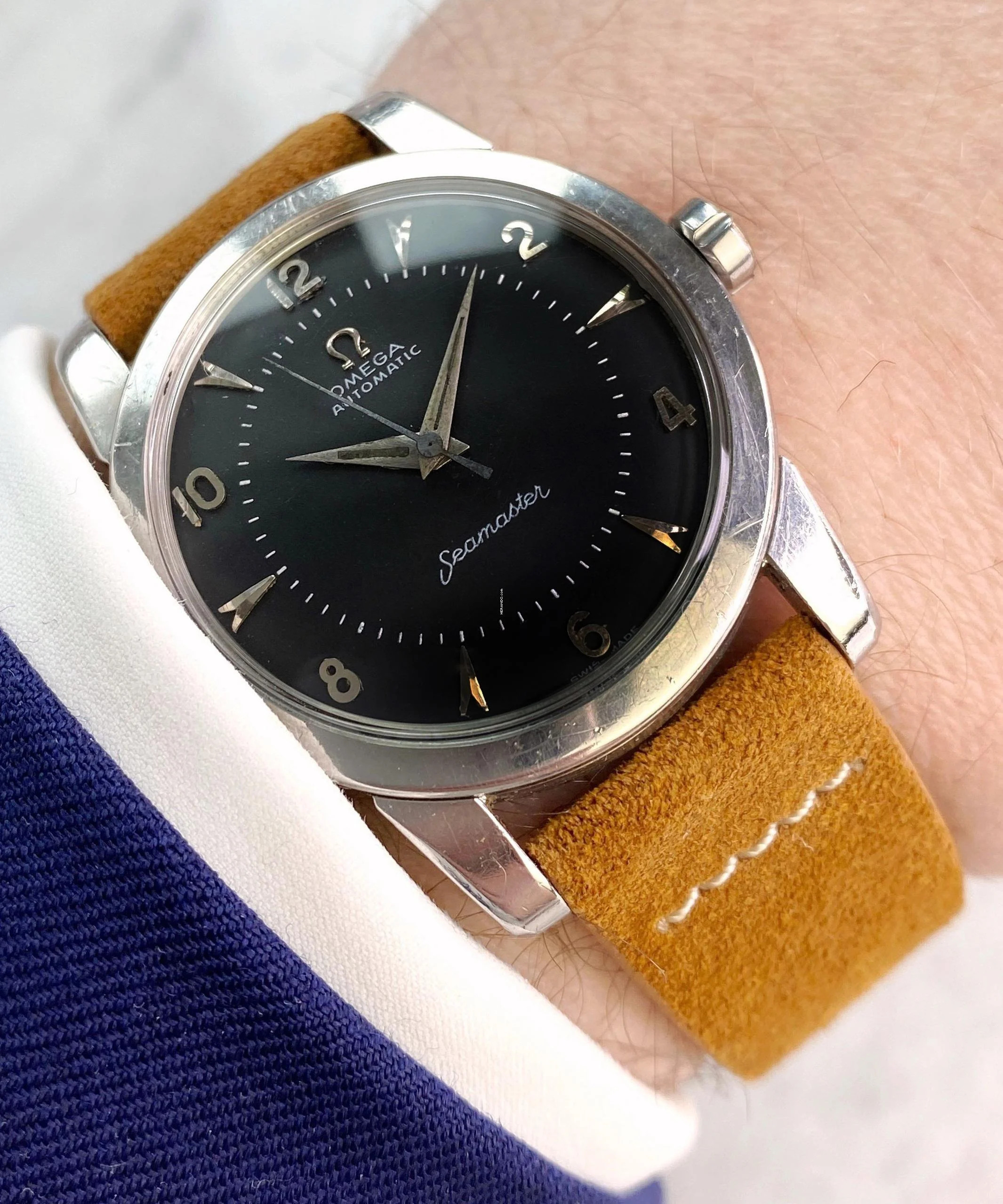  Omega Seamaster Fat Lugs Seamaster Vintage Automatic Automatik Restored Black Dial 2577 2577 