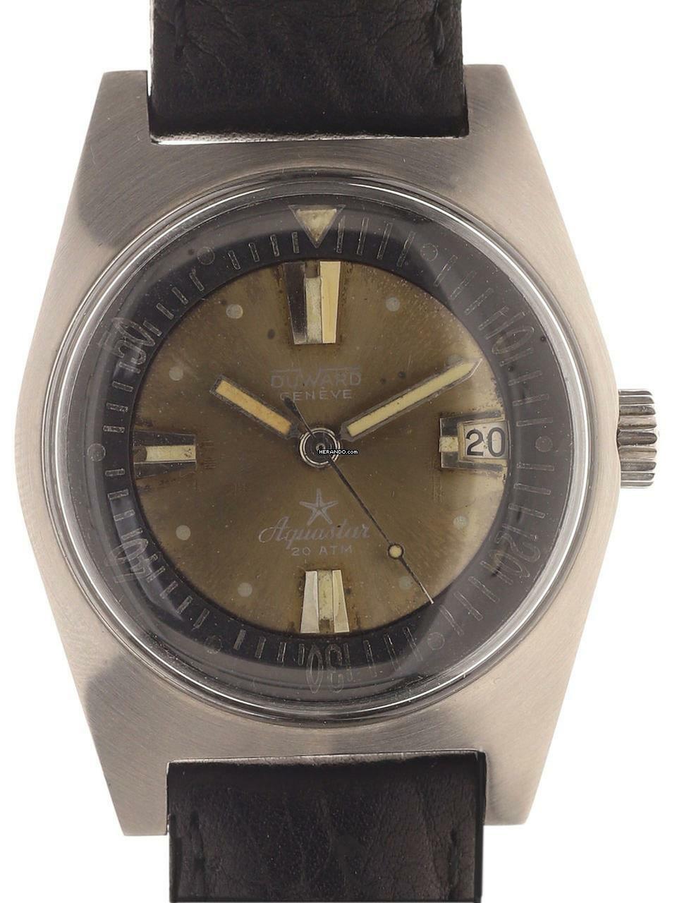 Duward screwed Stainless Steel Case # 250.9080 Ref. 1701 original Aquastar crown inner bi-directional revolving bezel </h1>