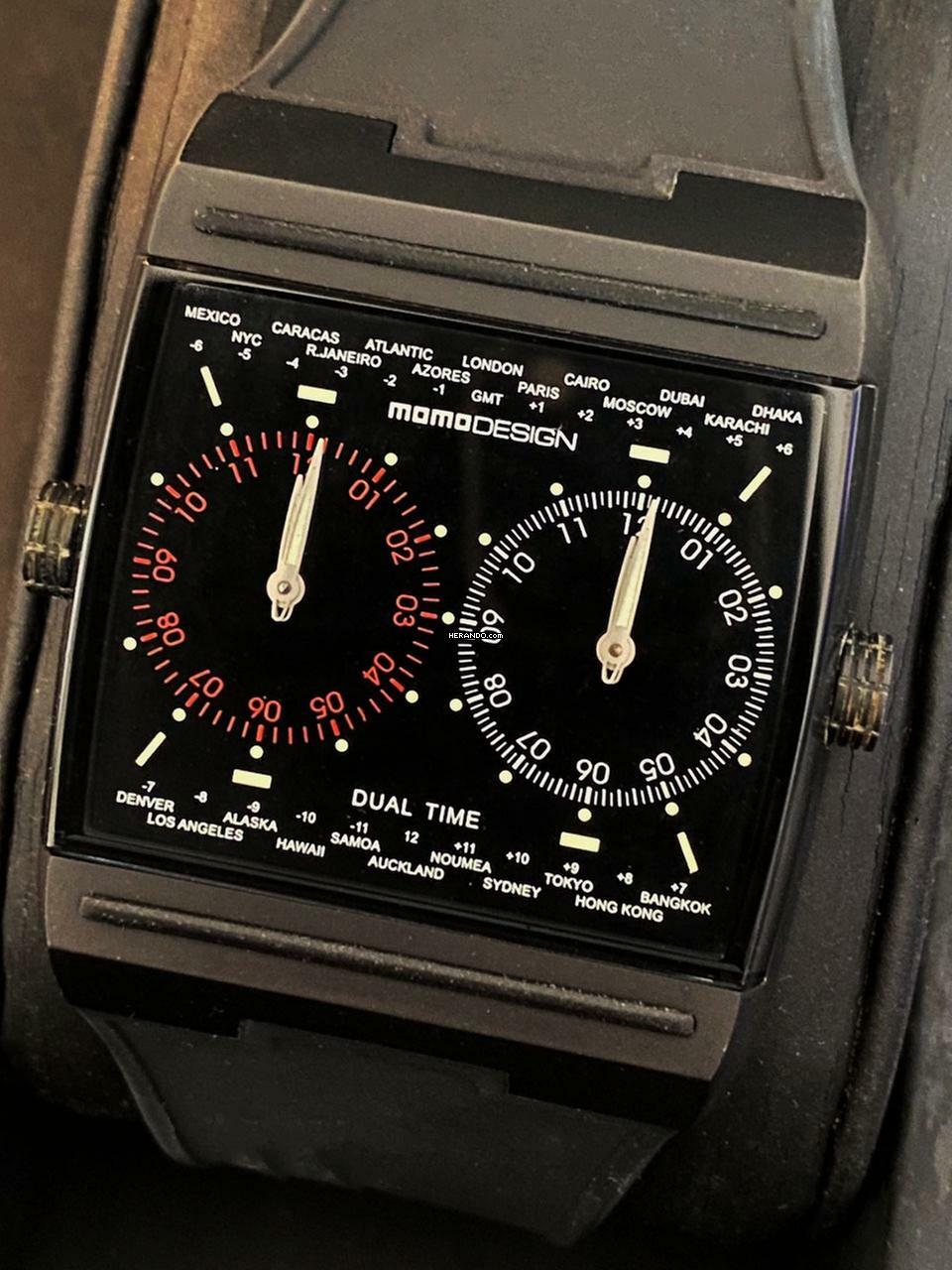 Thumbnail von Momo Design Gents sportive Designers Wristwatch from MOMO Design made in Italy comes with original technical manual and outer box Ref. MD-077 Dual Time </h1>