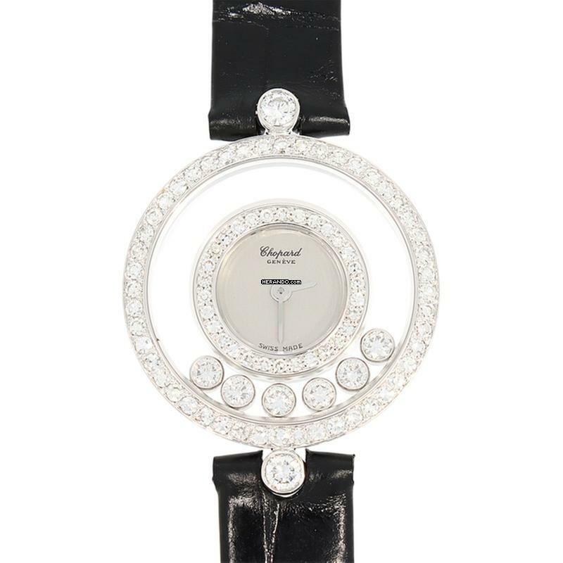  Chopard Happy Diamonds Damenarmbanduhr Happy Diamonds Quarz mit Brillanten und Diamanten aus 750 Weissgold Schliesse Stahl 