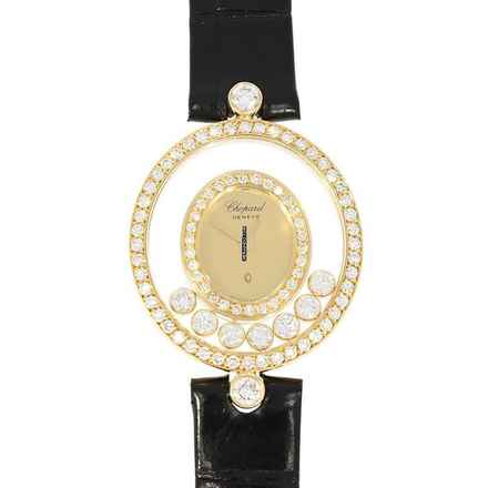  Chopard Happy Diamonds Damenarmbanduhr Happy Diamonds Quarz mit Brillanten und Diamanten aus 750 Gelbgold Schliesse vergoldet 