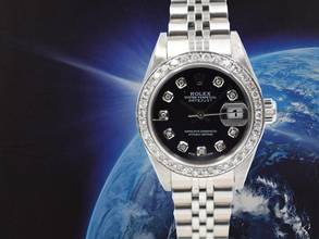 Thumbnail von Rolex Lady-Datejust 26mm Black Diamonds Dial With After Diamonds Bezel - Full Set