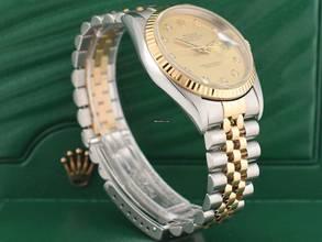 Thumbnail von Rolex Datejust 36 16233 Gold Dial With Big Diamonds - Full Set