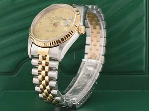 Thumbnail von Rolex Datejust 36 16233 Gold Dial With Big Diamonds - Full Set