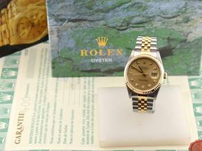 Thumbnail von Rolex Datejust 36 16233 Gold Dial With Big Diamonds - Full Set