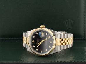 Thumbnail von Rolex Datejust 36 16233 Black Dial With Diamonds - Full Set 36mm