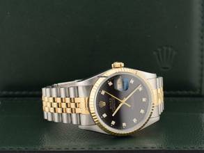 Thumbnail von Rolex Datejust 36 16233 Black Dial With Diamonds - Full Set 36mm