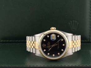 Thumbnail von Rolex Datejust 36 16233 Black Dial With Diamonds - Full Set 36mm