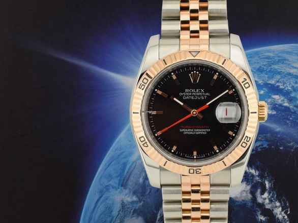  Rolex Datejust Turn-O-Graph 36mm Turnograph 116261 Steel & Rose Gold Black Dial Service Rolex 