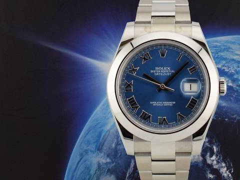  Rolex Datejust II 116300 Blue Roman Dial - Full Set 2016 41mm 