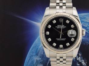 Thumbnail von Rolex Datejust 36 116234 Black Dial With Big Diamonds - Full Set 36mm