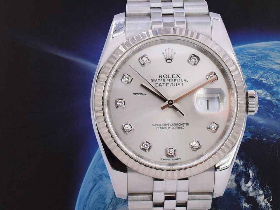  Rolex Datejust 36 116234 Silver Dial With Big Diamonds - Full Set 36mm </h1> 