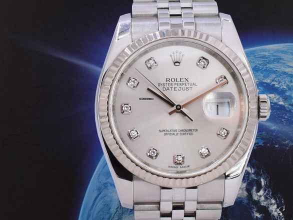  Rolex Datejust 36 116234 Silver Dial With Big Diamonds - Full Set 36mm </h1> 