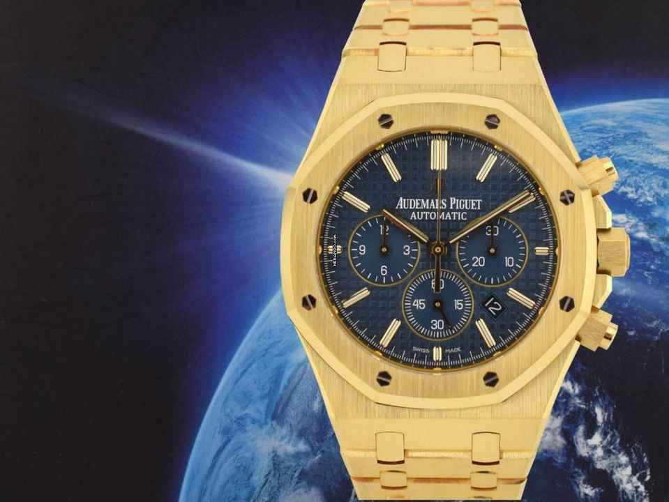  Audemars Piguet Royal Oak Chronograph Yellow Gold Blue Dial Full Set - Boutique Edition Very Rare </h1> 