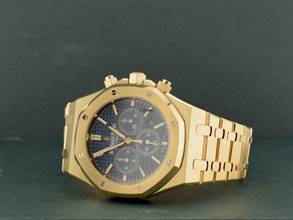 Thumbnail von Audemars Piguet Royal Oak Chronograph Yellow Gold Blue Dial Full Set - Boutique Edition Very Rare </h1>